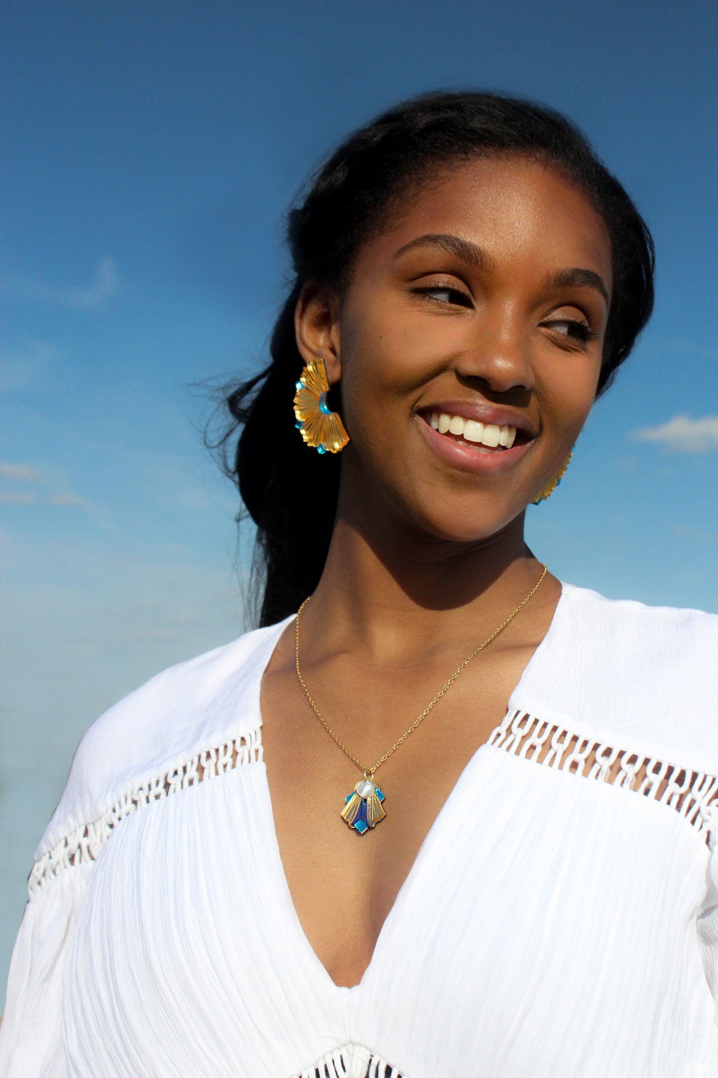Nalla Earrings - Aqua image 3
