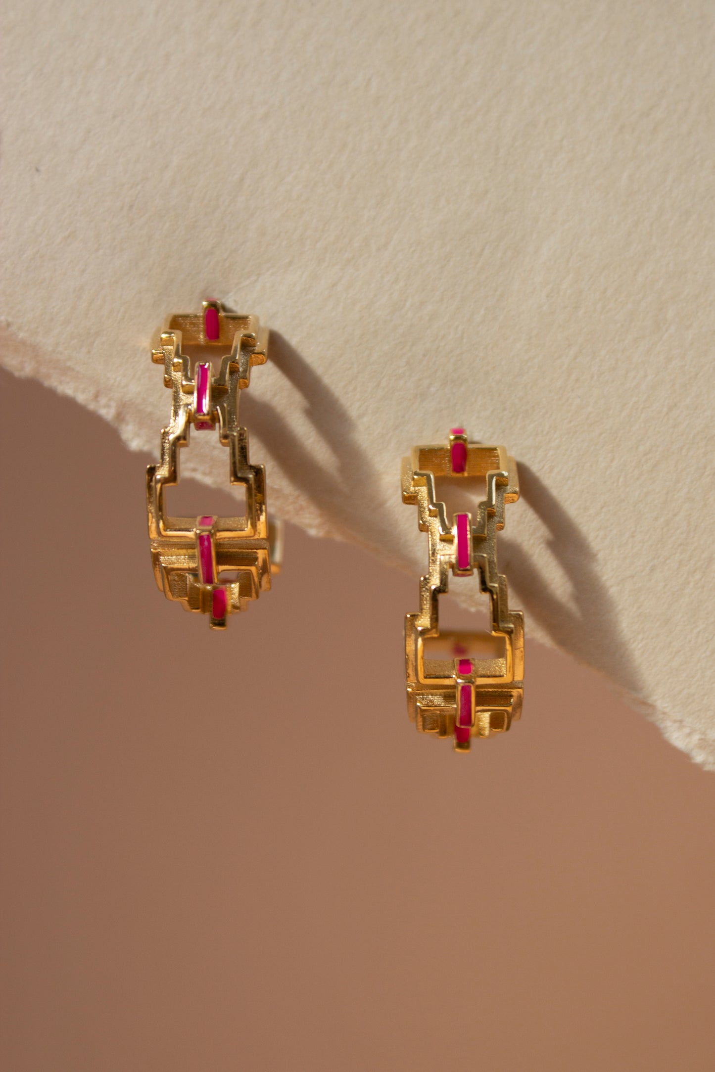 Mayan Hoops - Gold Fuchsia image 1
