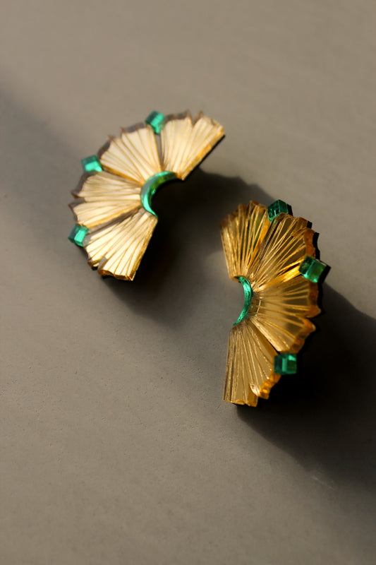 Nalla Earrings - Gold & Seafoam image 2