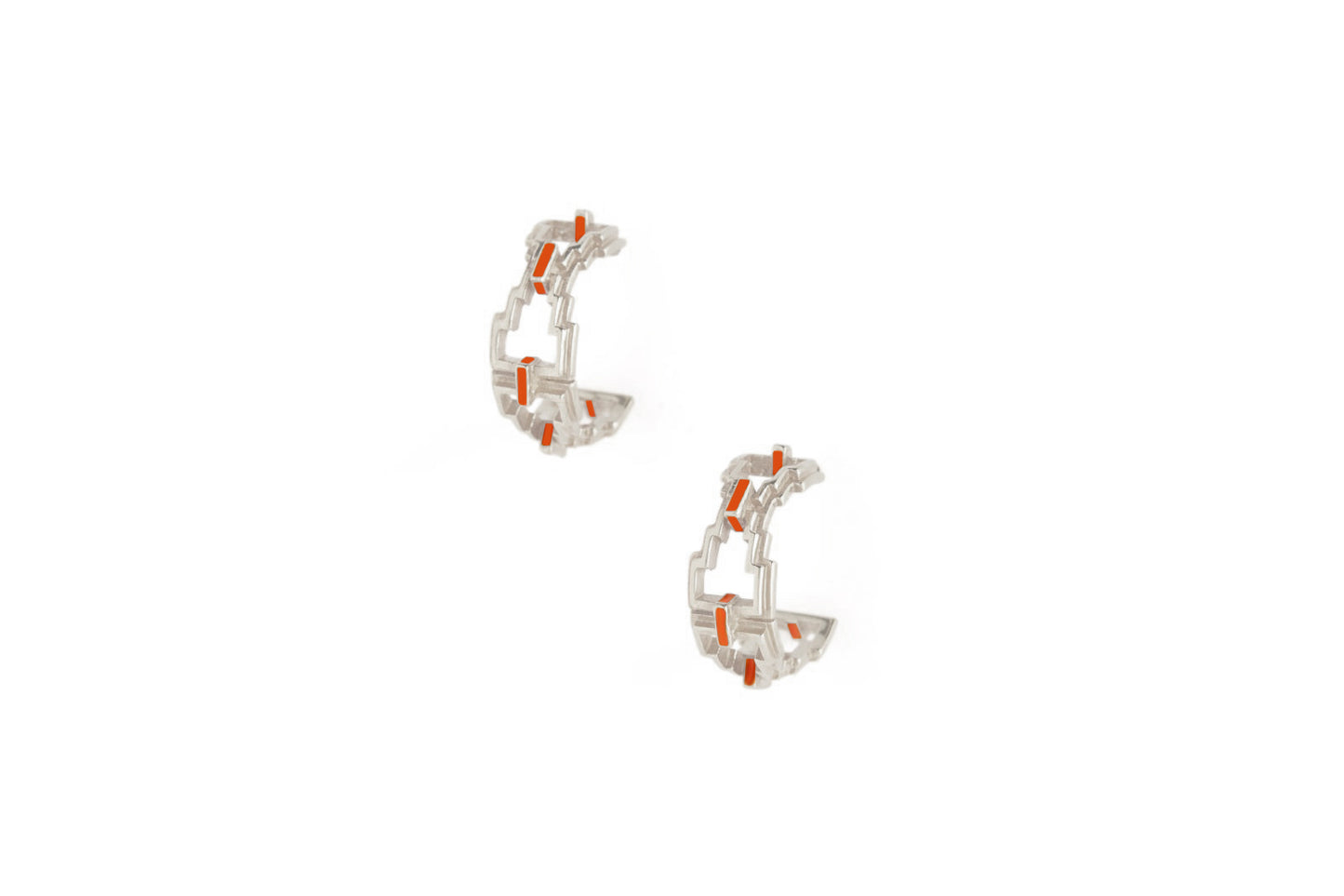 Mayan Hoops - Silver Tangerine image 0