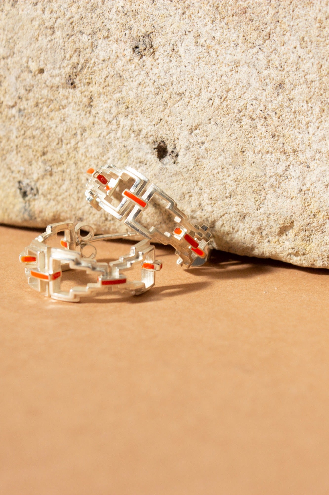 Mayan Hoops - Silver Tangerine image 1