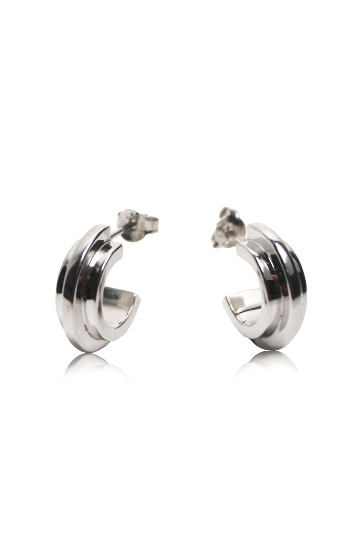 Double Arc Earrings - Silver image 1