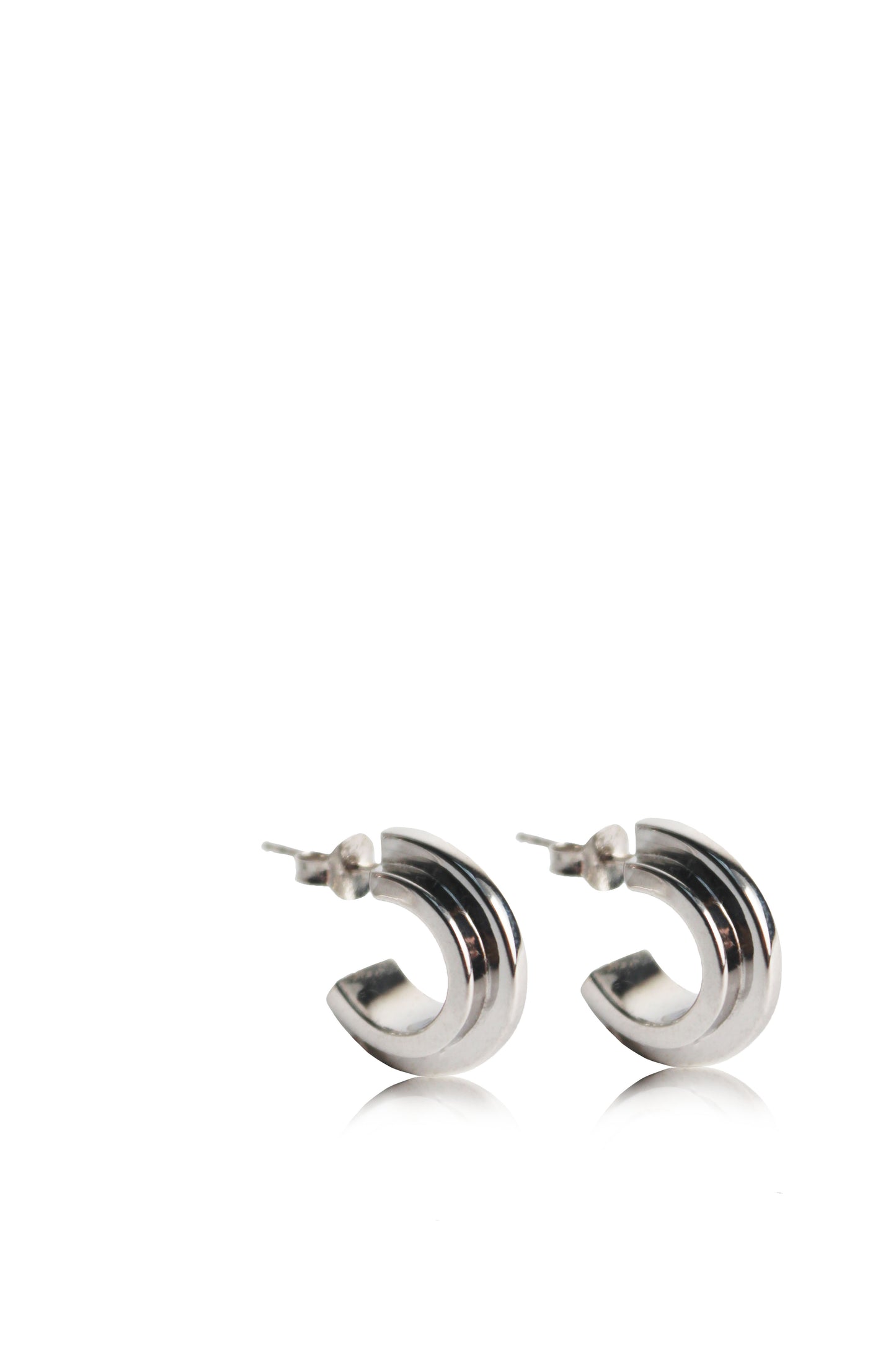 Double Arc Earrings - Silver image 2