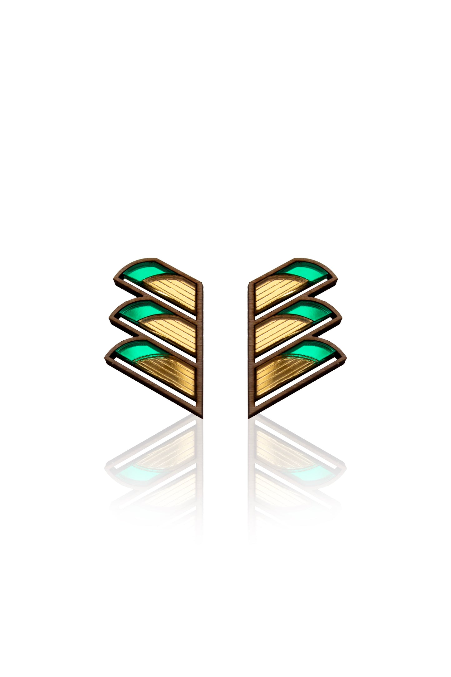 Serrated Balcony Earring - Green image 0