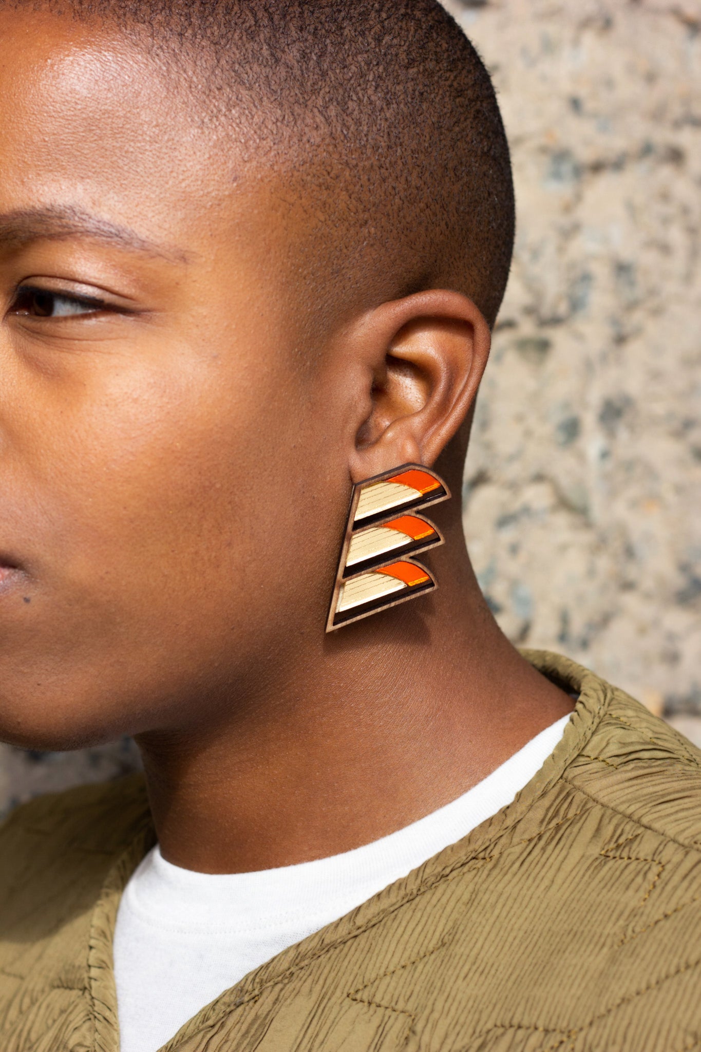 Serrated Balcony Earring - Orange image 2