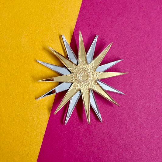 Etched Starburst Brooch - SAMPLE