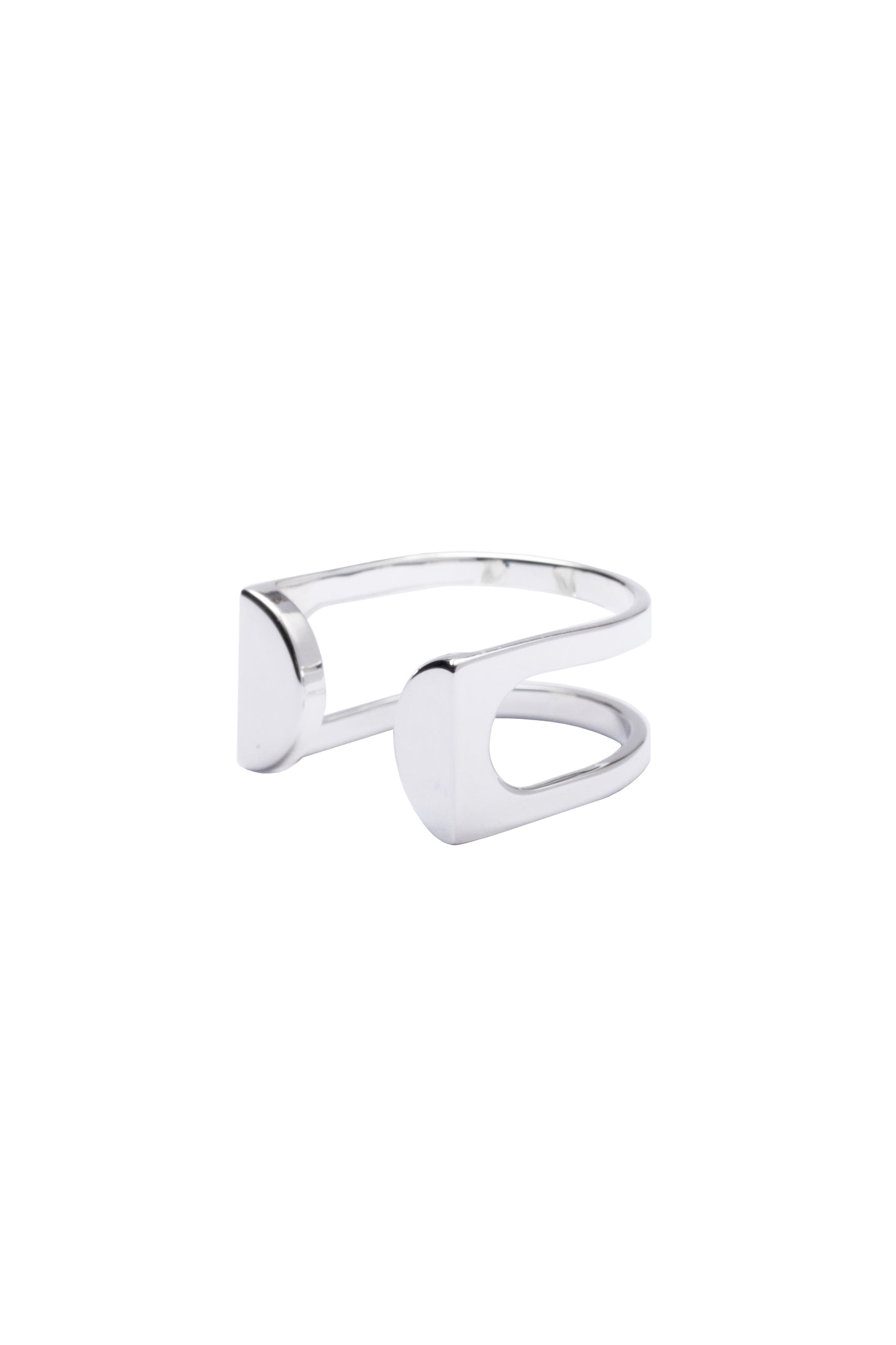 Double Semi Circle Ring - Silver