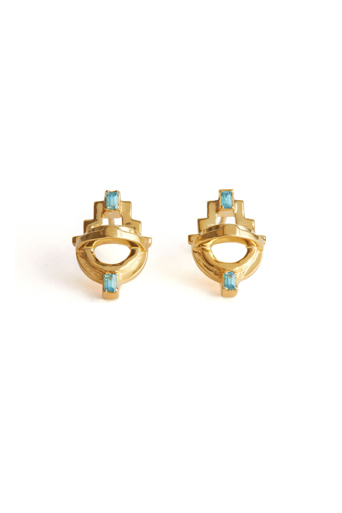 Ayah Earrings - Gold Blue Topaz