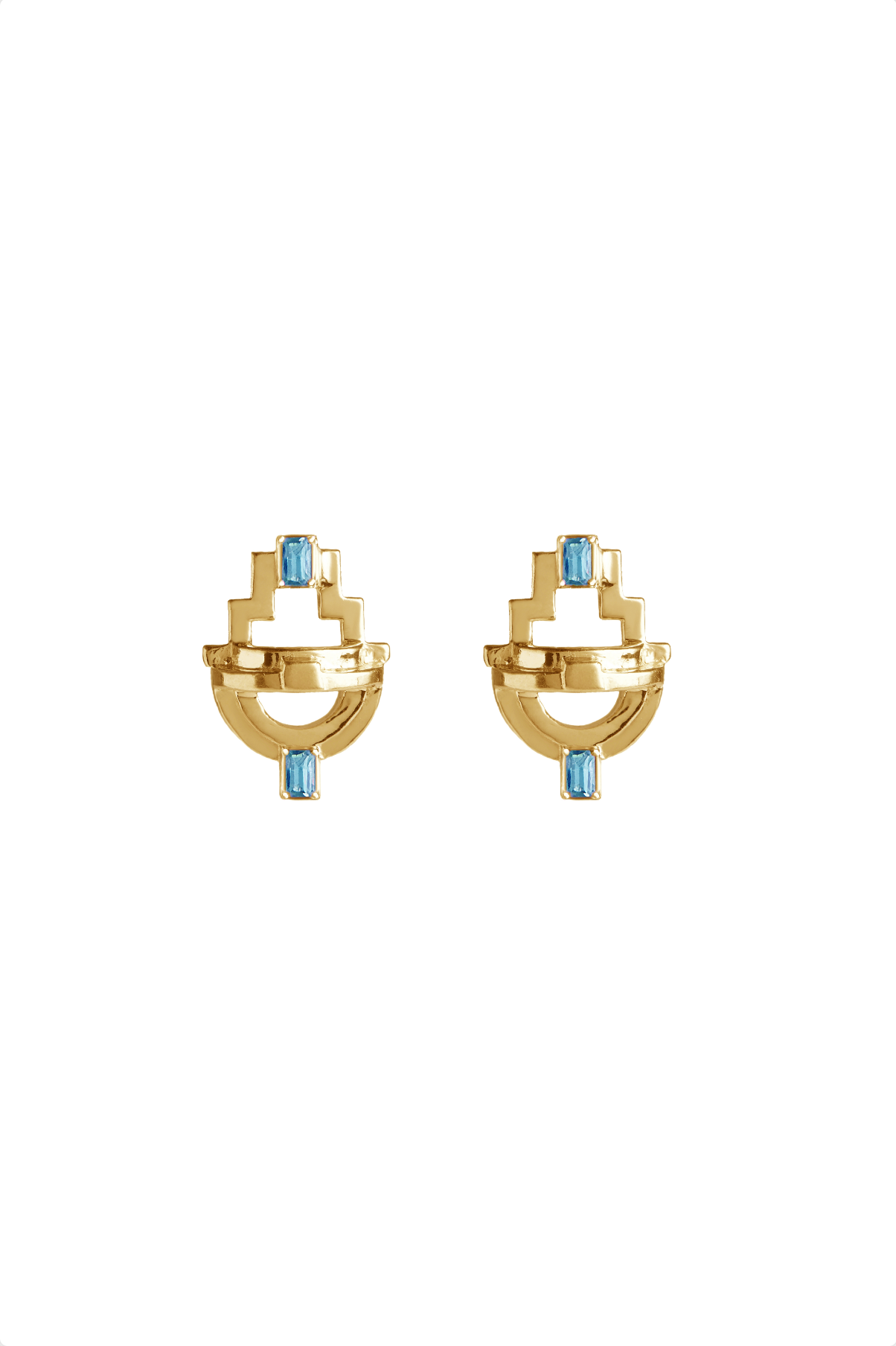 Ayah Earrings - Gold Blue Topaz