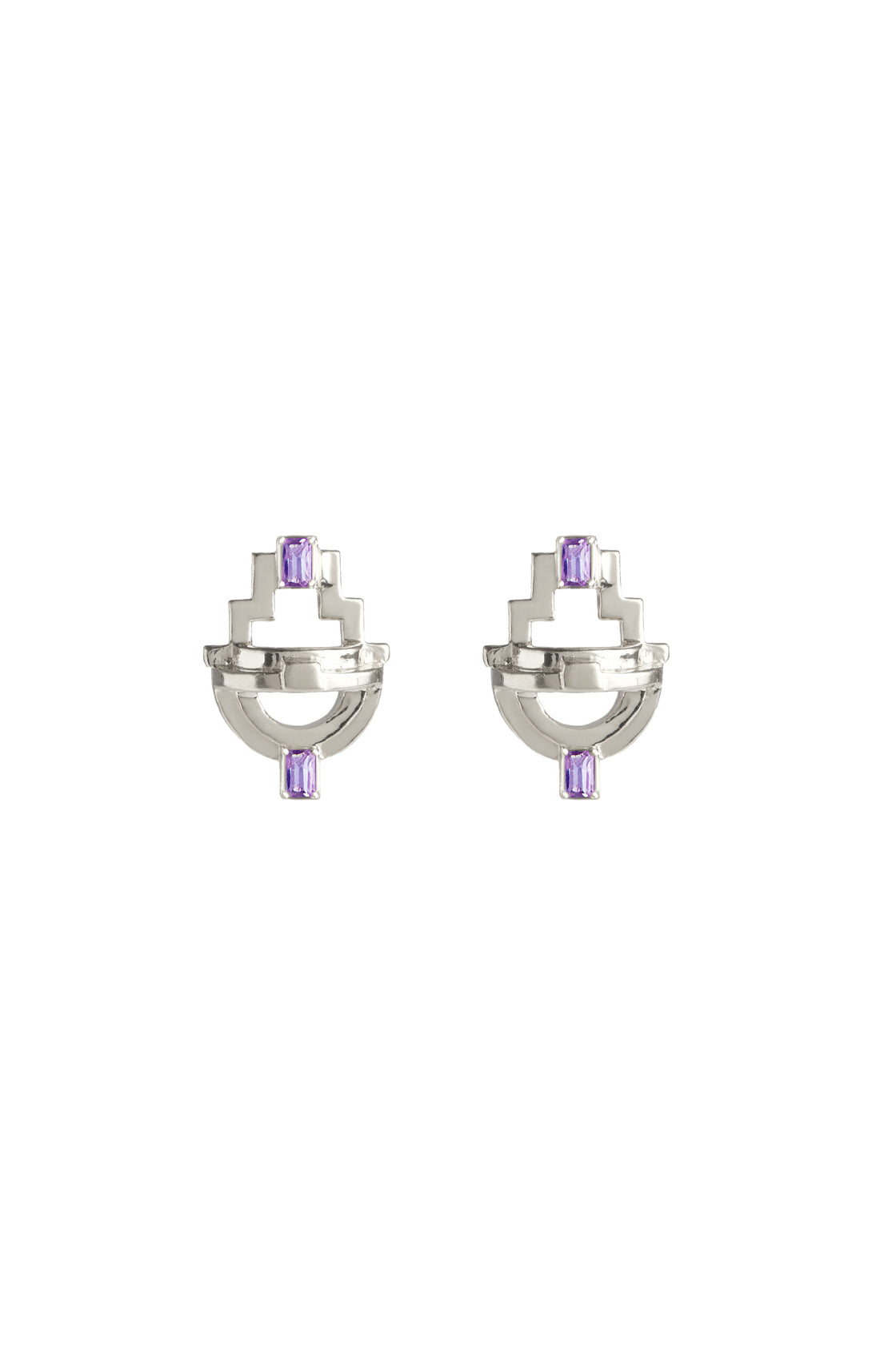 Ayah Earrings - Silver Amethyst