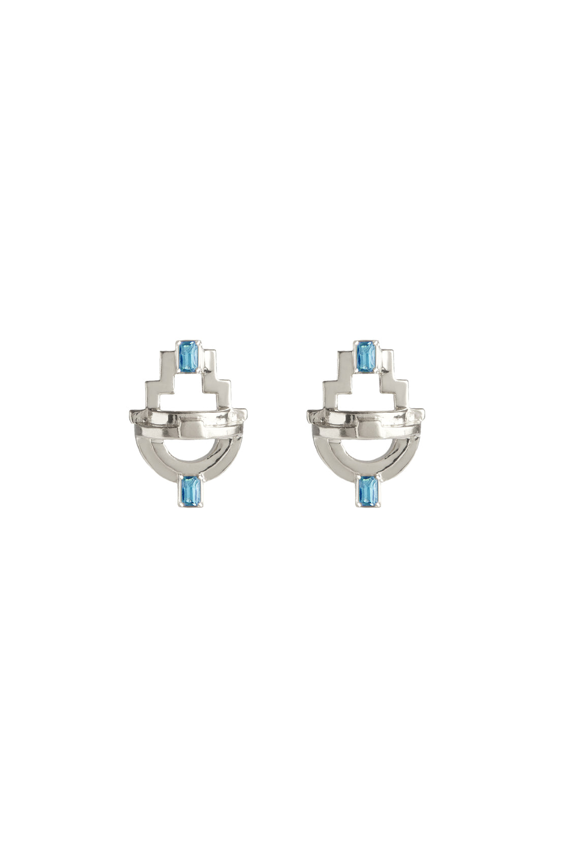 Ayah Earrings - Silver Blue Topaz