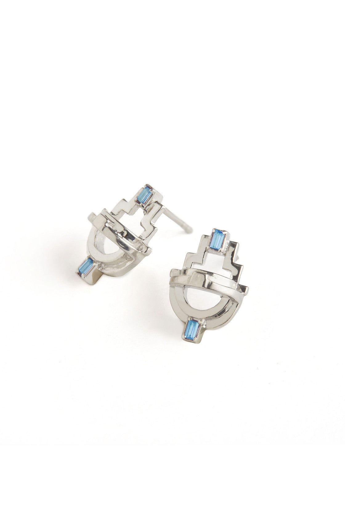 Ayah Earrings - Silver Blue Topaz