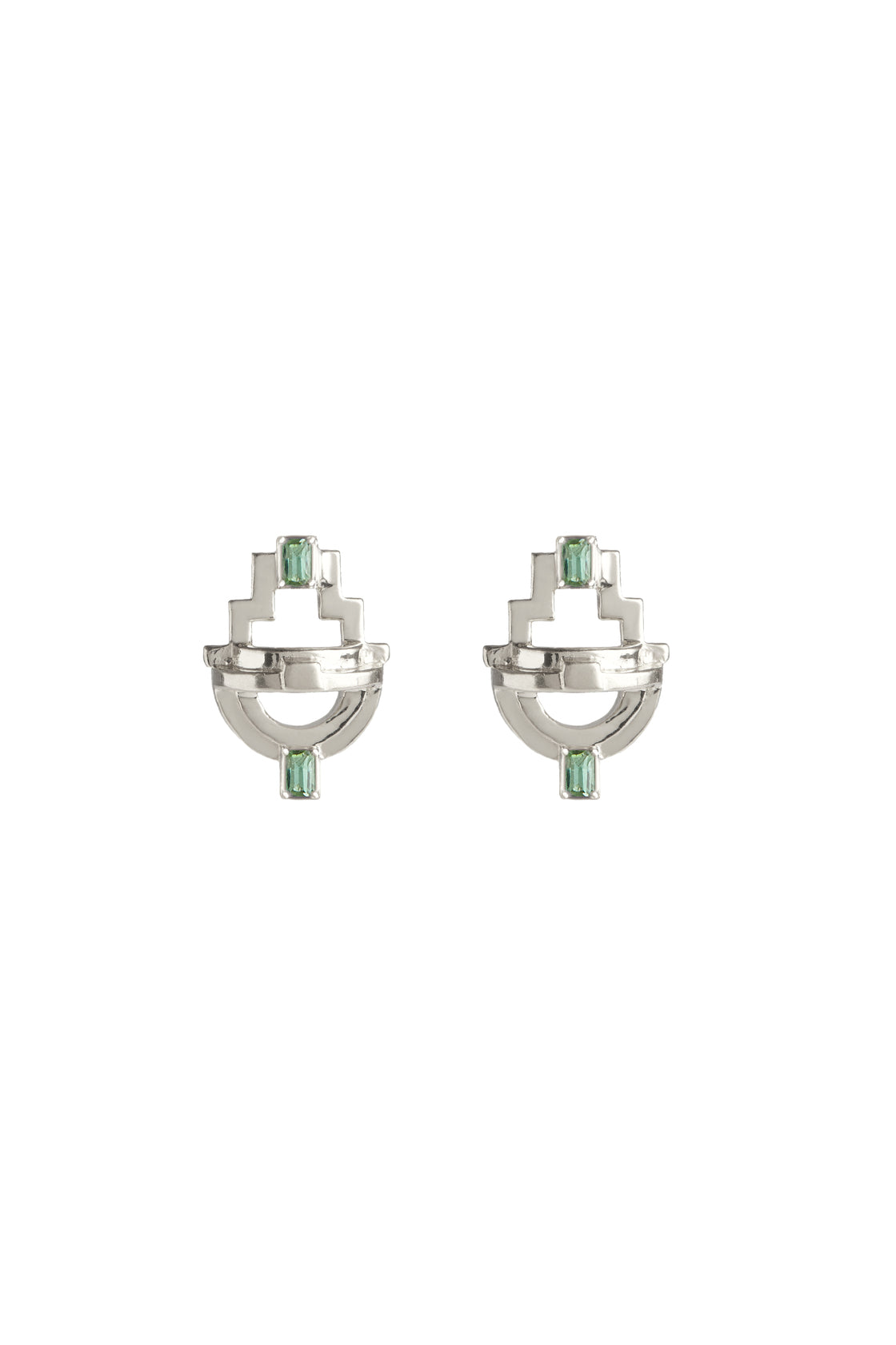 Ayah Earrings - Silver Green Tourmaline