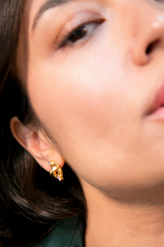 Ayah Earrings - Gold Amethyst