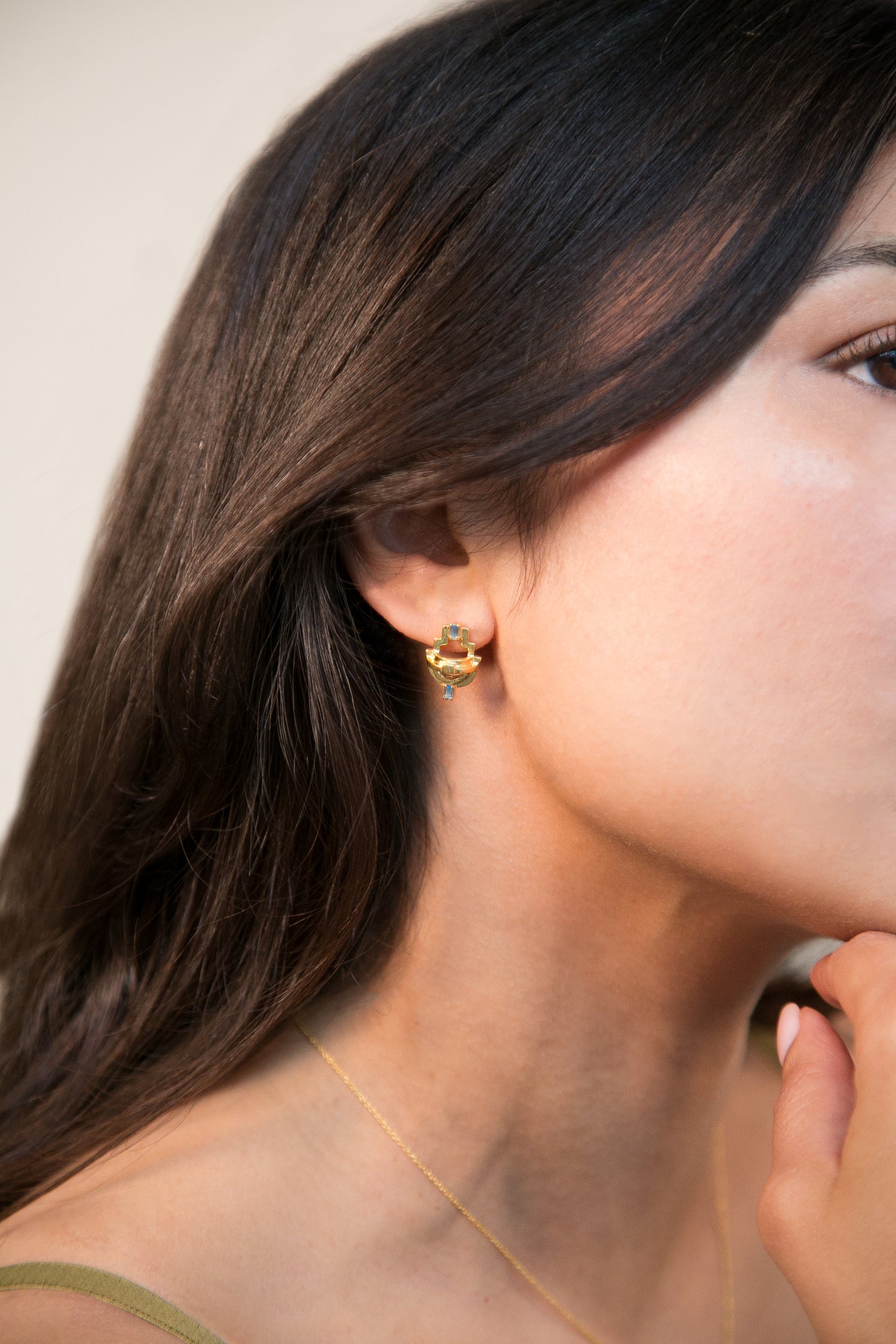 Ayah Earrings - Gold Blue Topaz