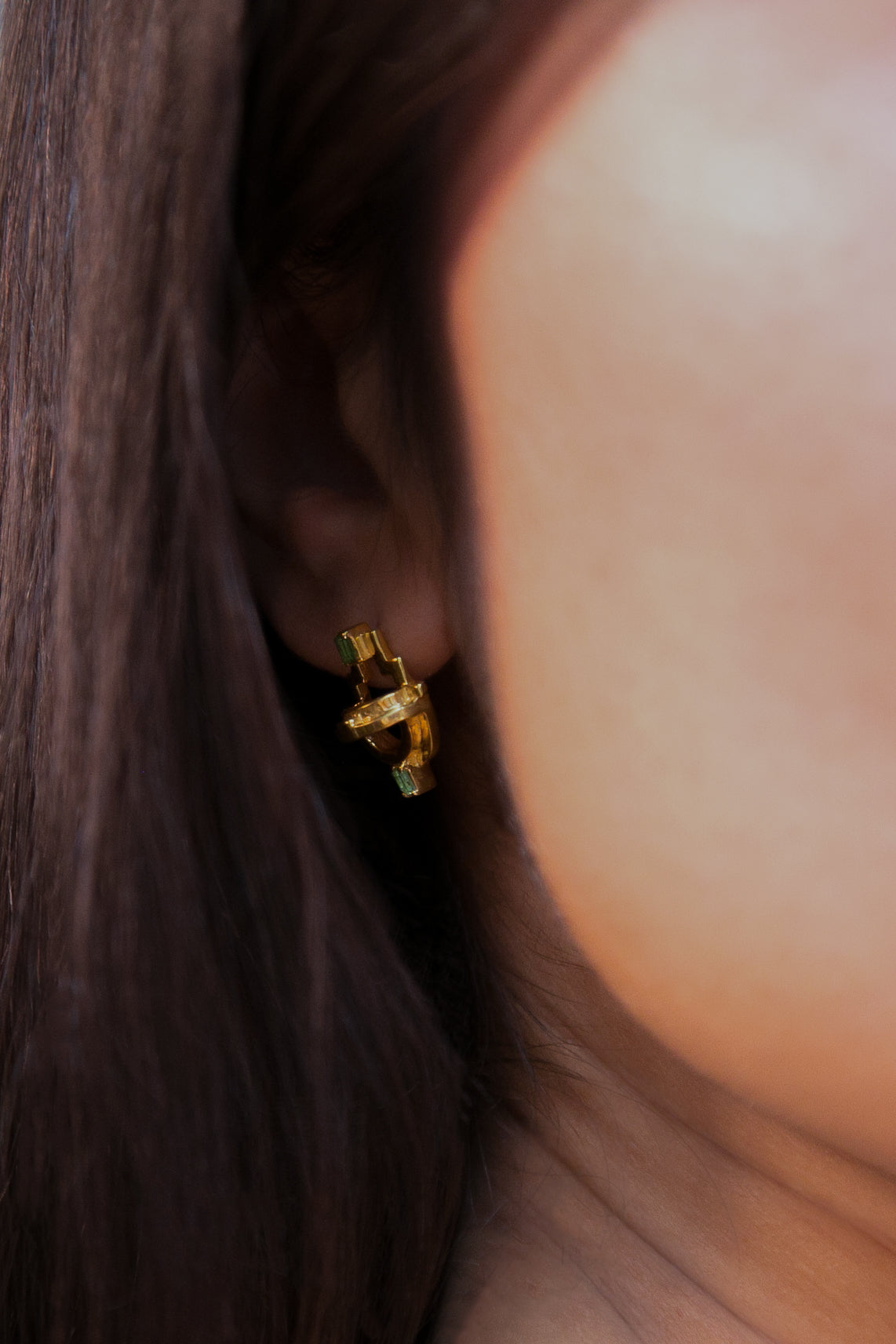 Ayah Earrings - Gold Green Tourmaline