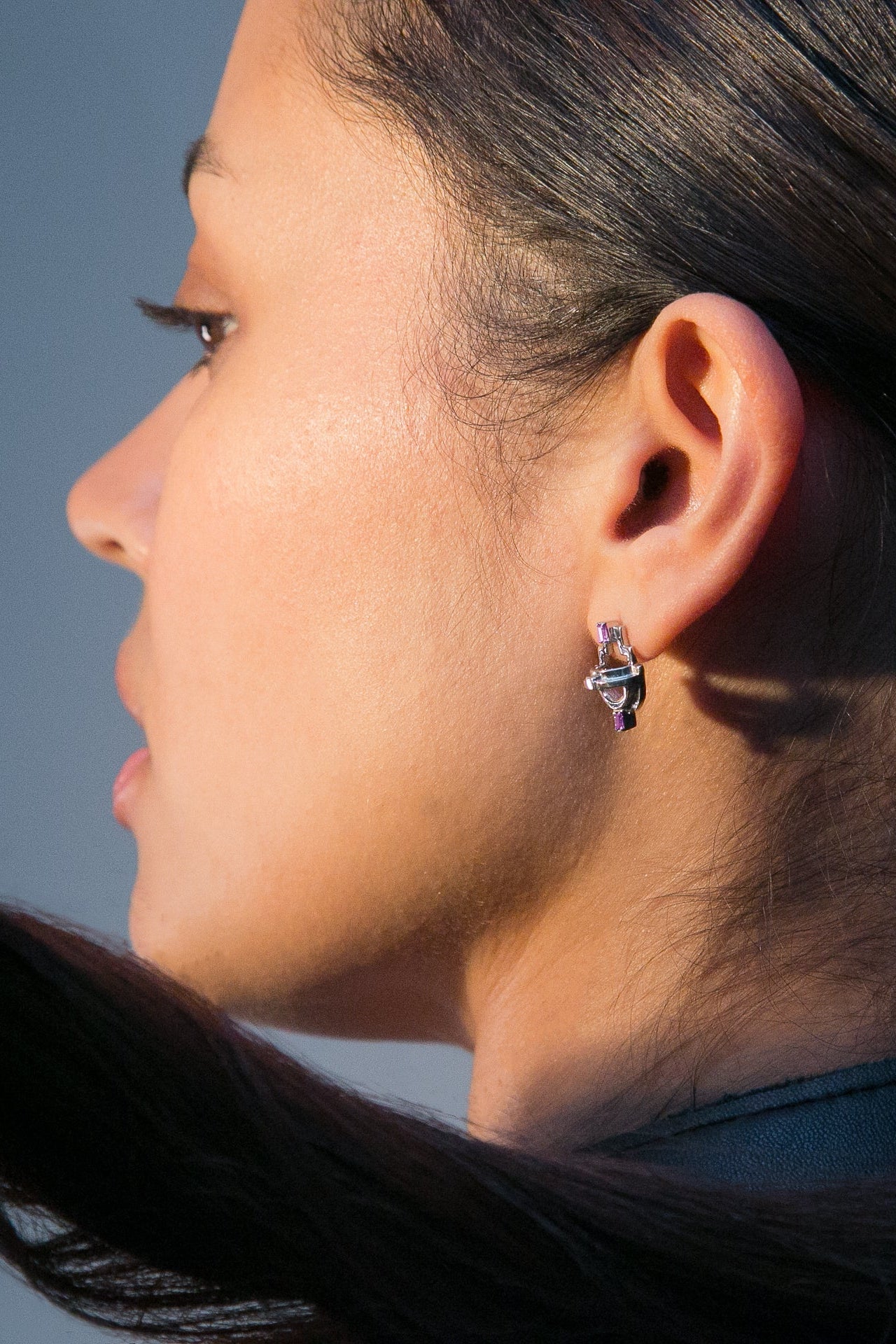 Ayah Earrings - Silver Amethyst
