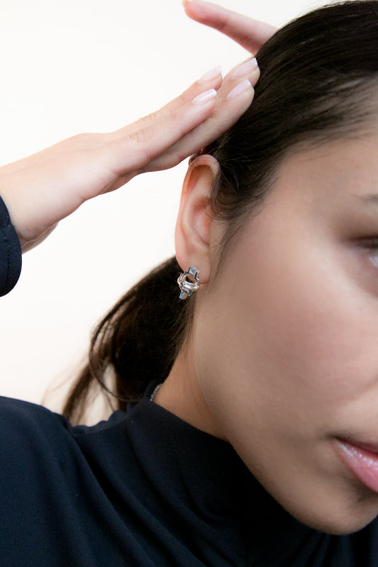 Ayah Earrings - Silver Blue Topaz