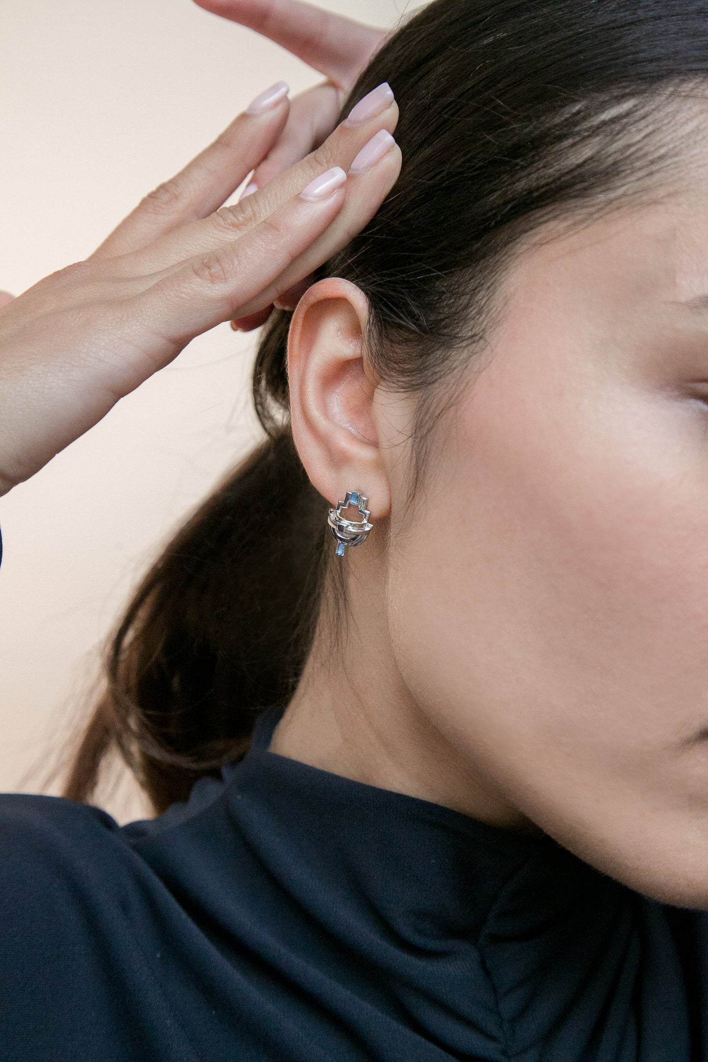 Ayah Earrings - Silver Blue Topaz