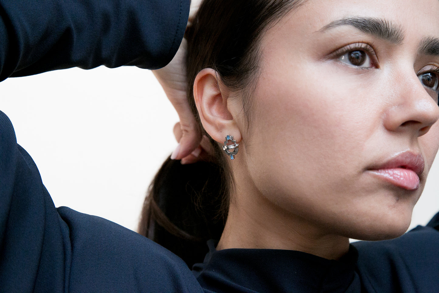 Ayah Earrings - Silver Blue Topaz