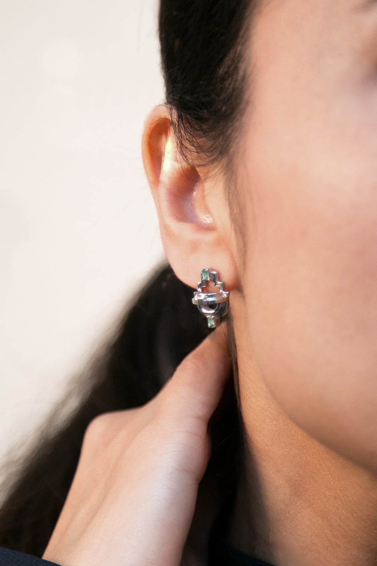 Ayah Earrings - Silver Green Tourmaline