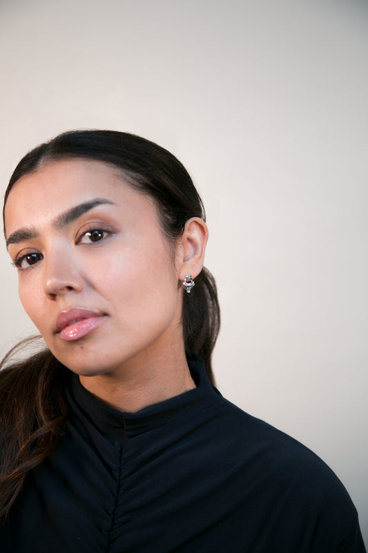 Ayah Earrings - Silver Green Tourmaline