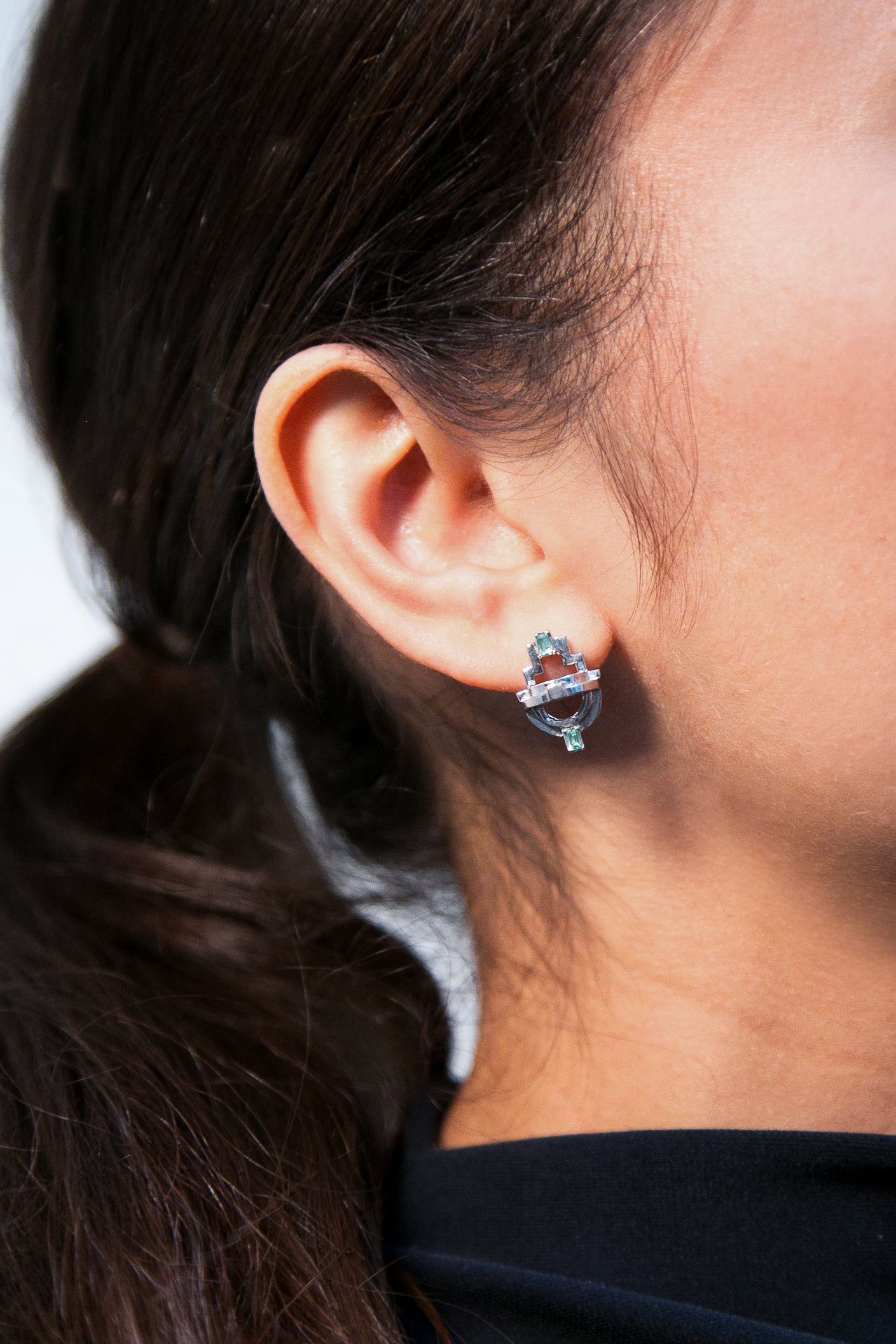 Ayah Earrings - Silver Green Tourmaline