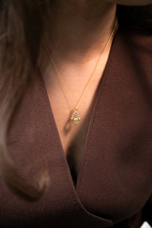 Ayah Necklace - Gold Amethyst