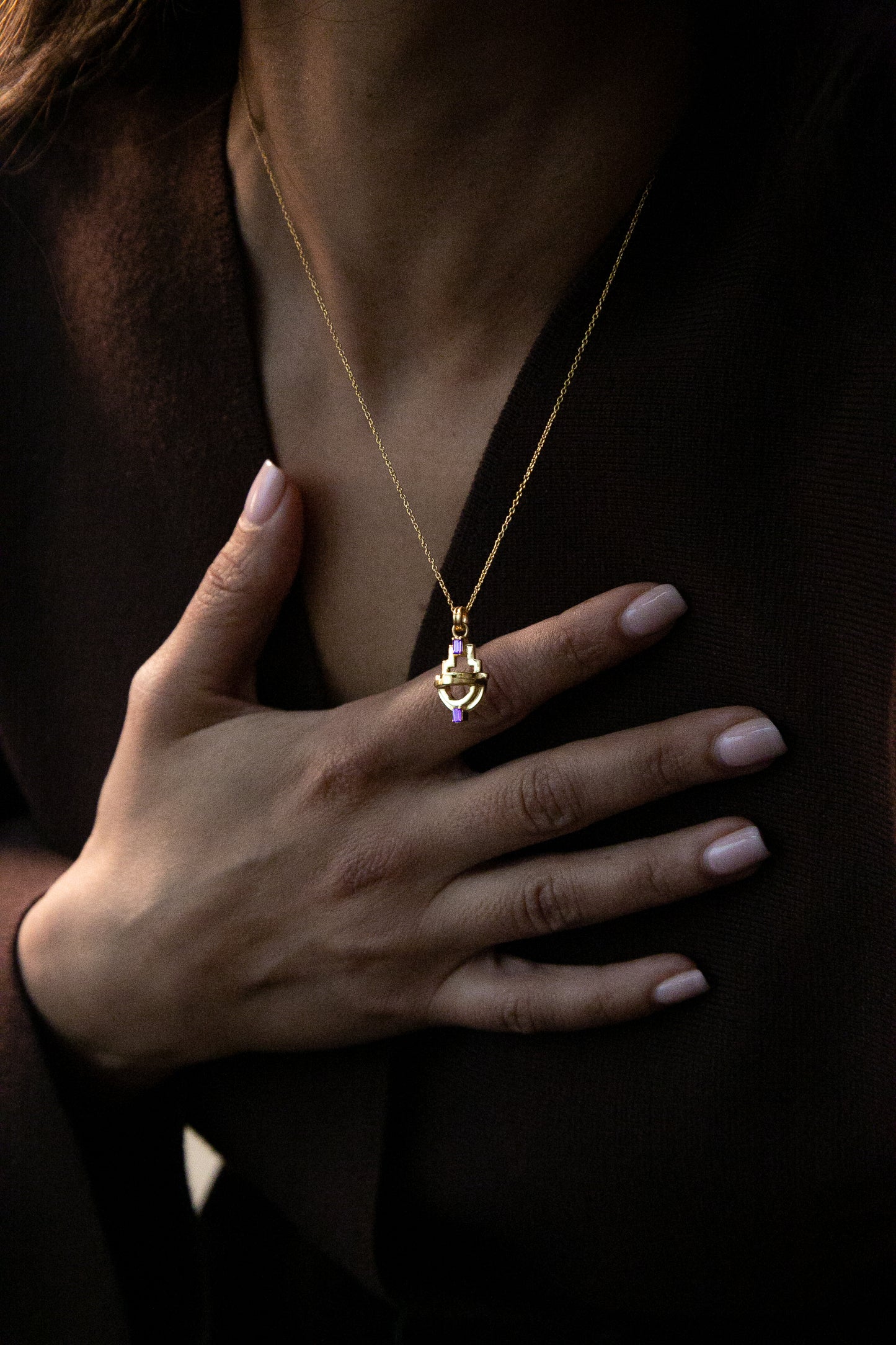 Ayah Necklace - Gold Amethyst