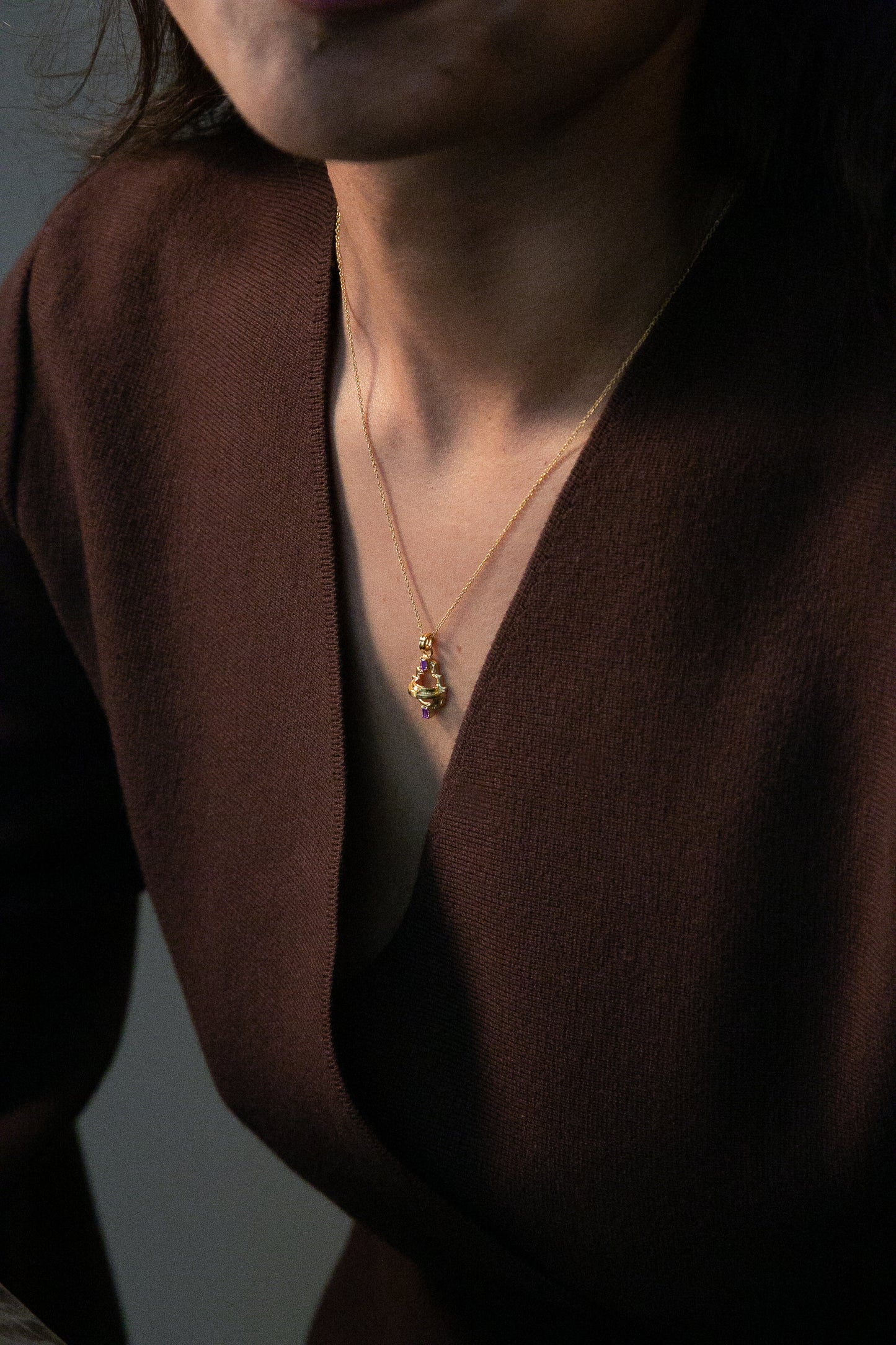 Ayah Necklace - Gold Amethyst