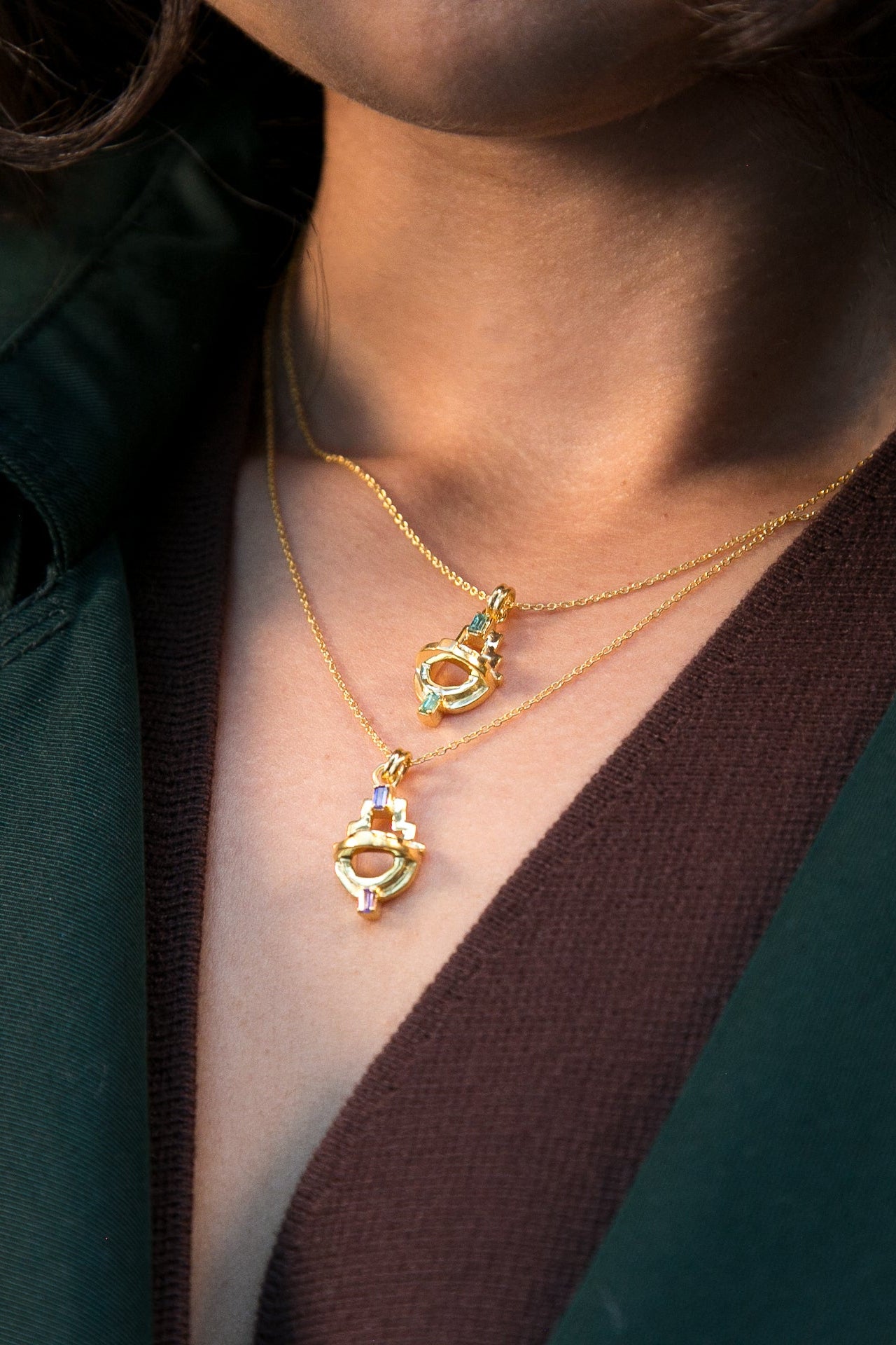 Ayah Necklace - Gold Green Tourmaline