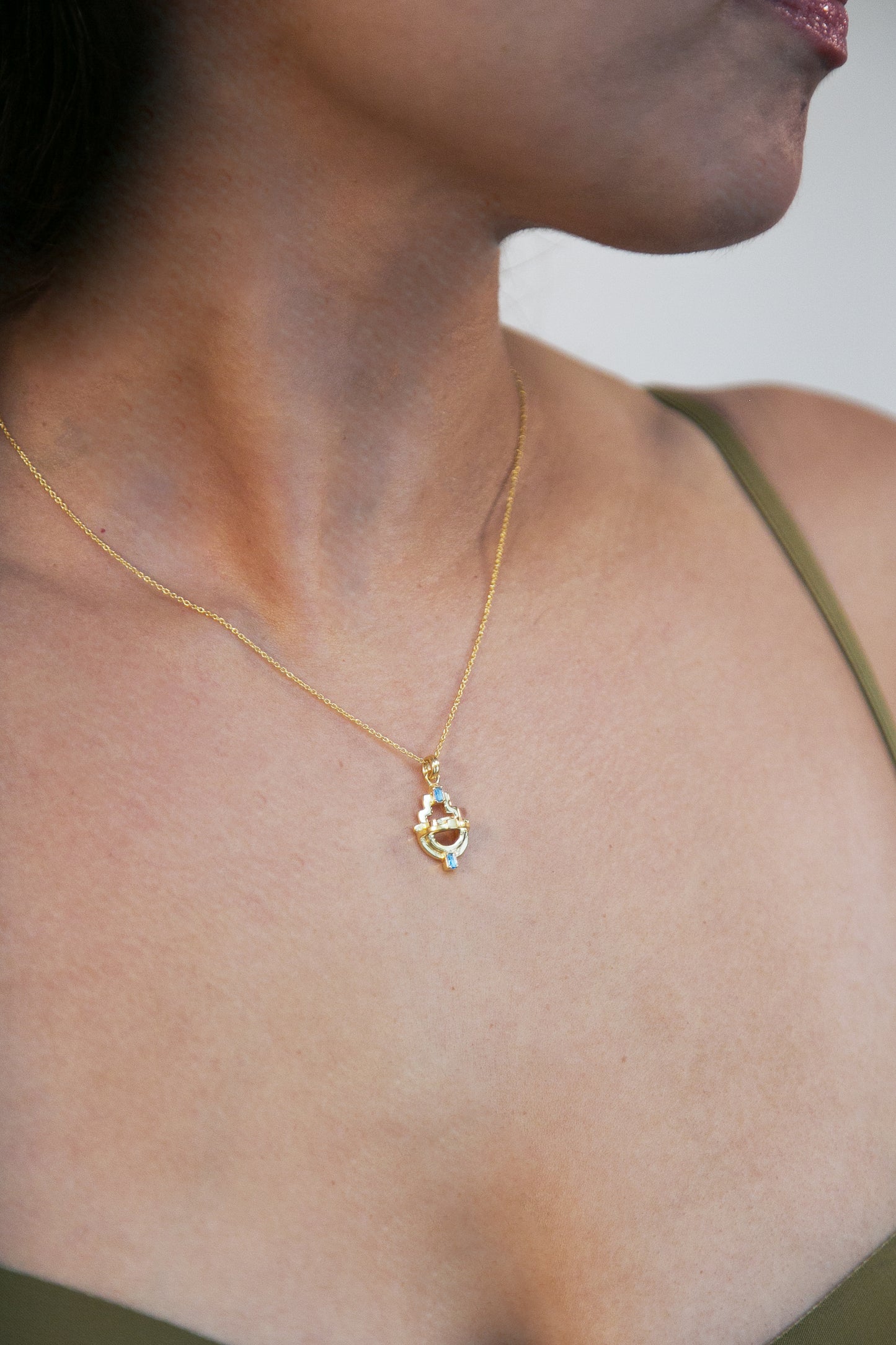 Ayah Necklace - Gold Blue Topaz