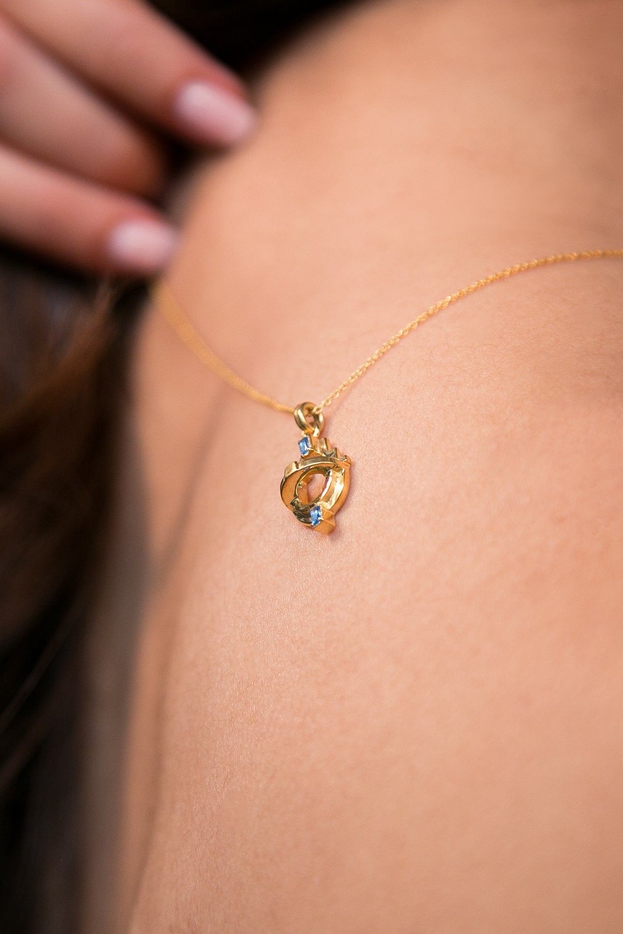 Ayah Necklace - Gold Blue Topaz