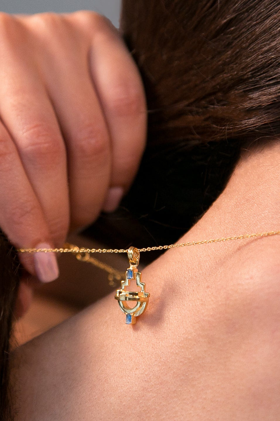 Ayah Necklace - Gold Blue Topaz