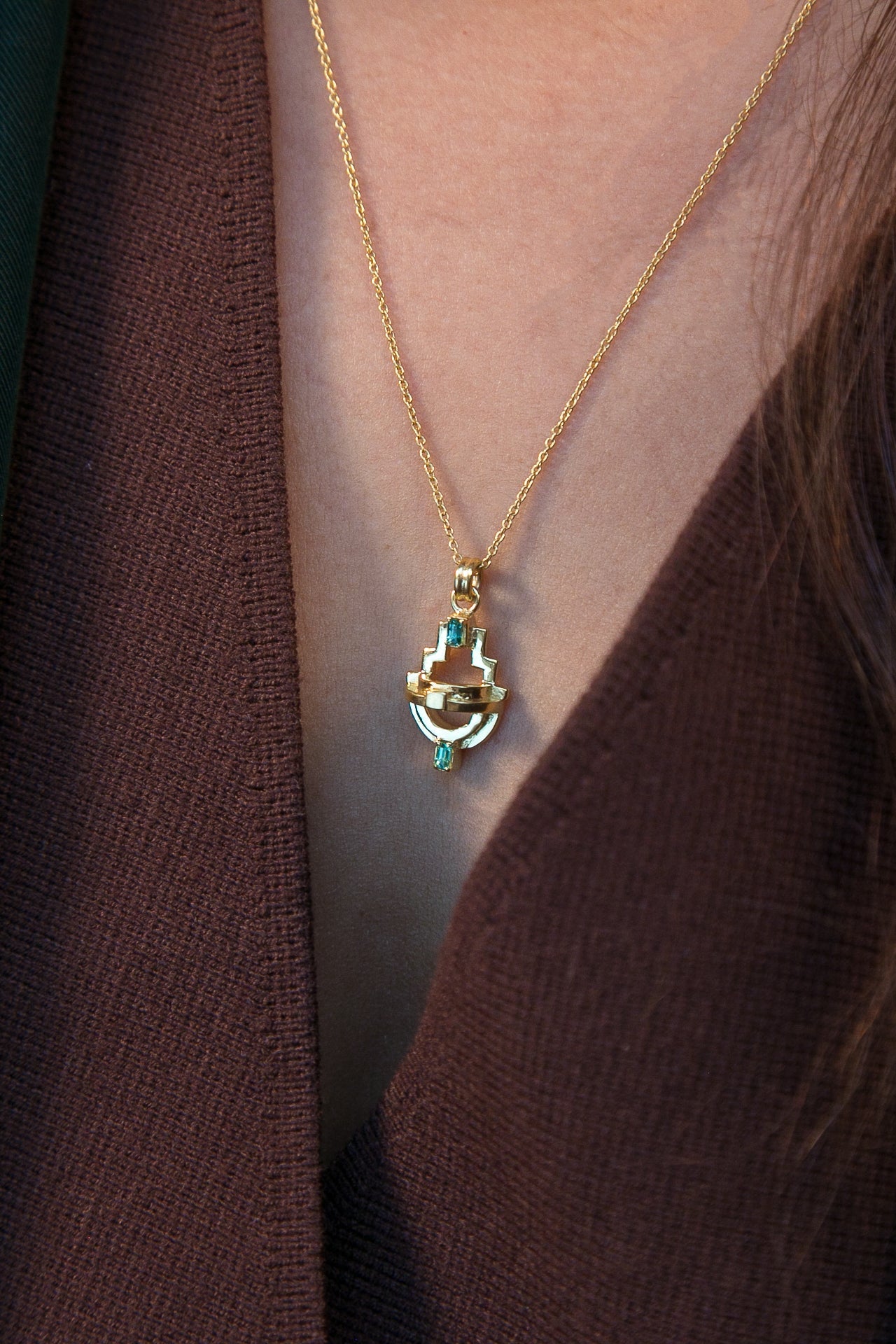 Ayah Necklace - Gold Green Tourmaline