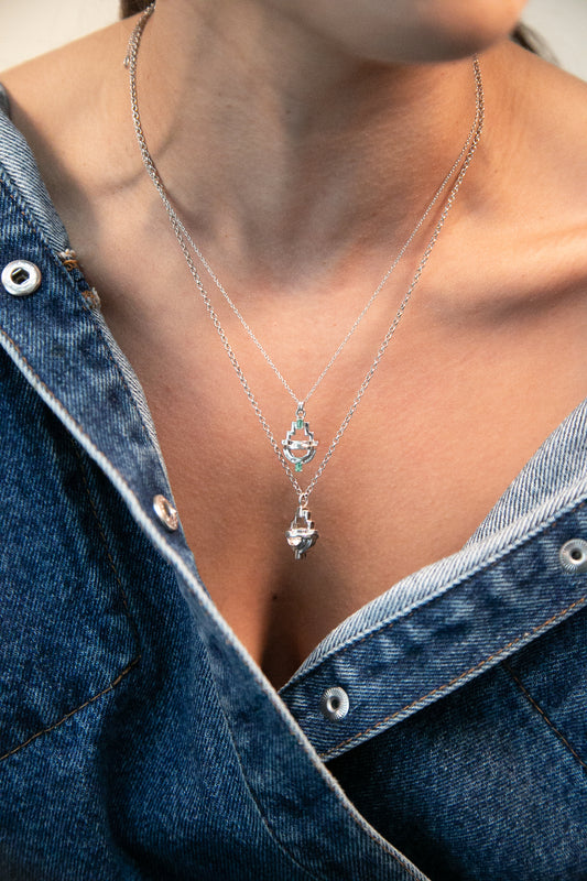 Ayah Necklace - Silver Green Tourmaline