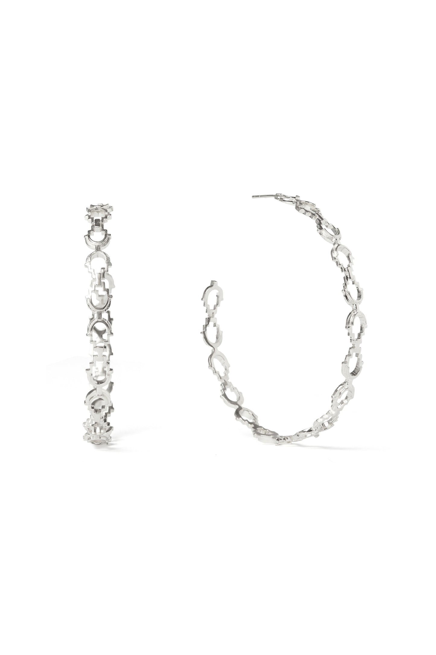 Large Mayan Hoops Silver