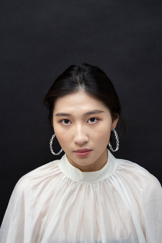 Large Mayan Hoops Silver