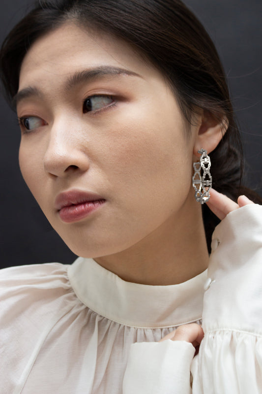 Mayan Hoops - Silver Medium