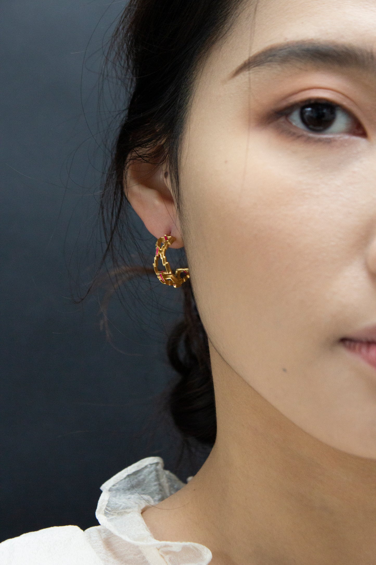 Mayan Hoops - Gold Fuchsia