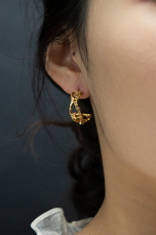 Mayan Hoops - Gold Peach