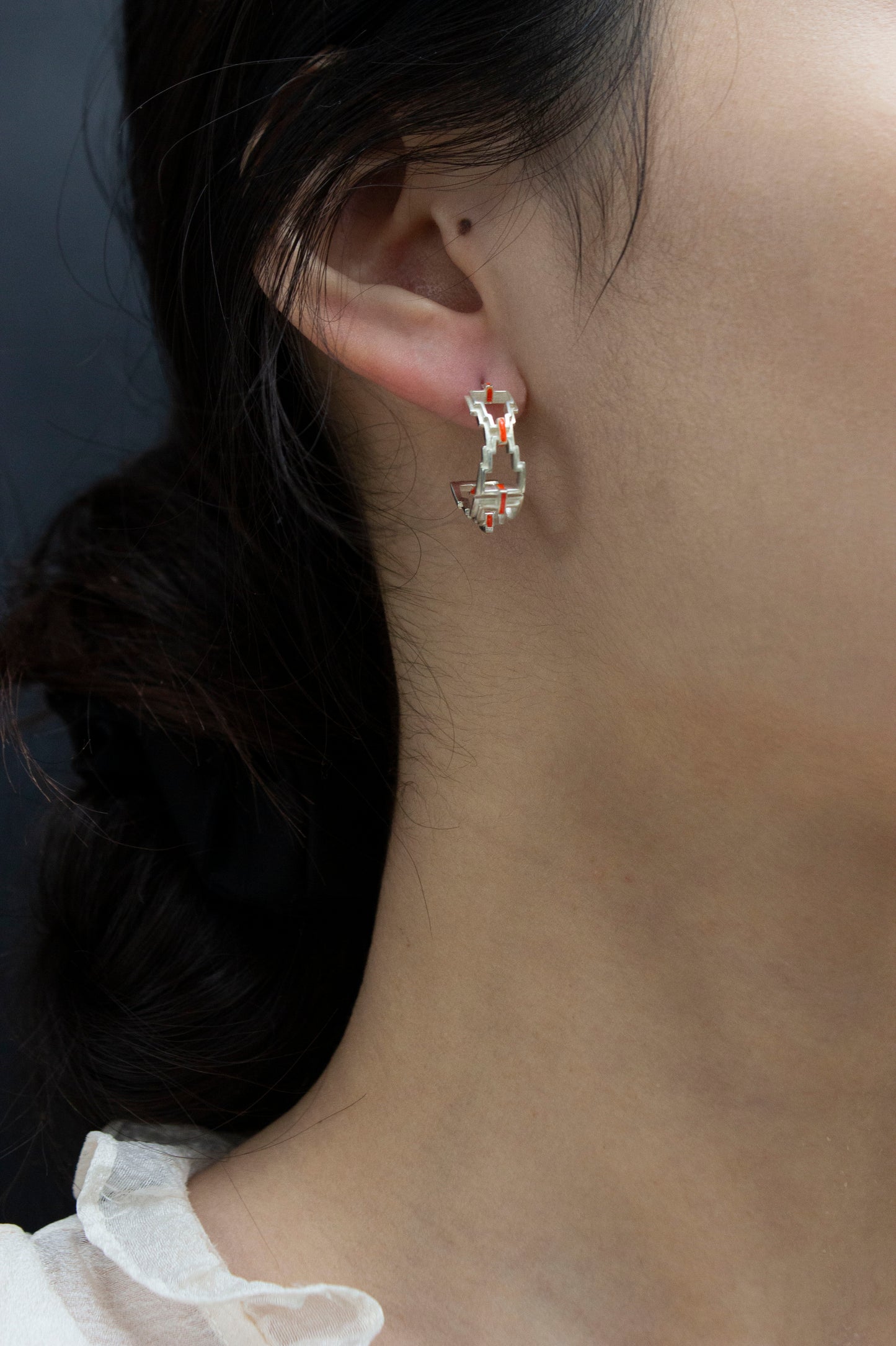 Mayan Hoops - Silver Fuchsia