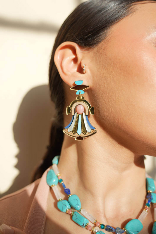 Cleopatra Earrings - Pink Opal