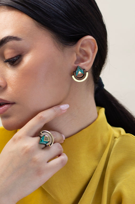 Imara Pyramid Earrings - Emerald