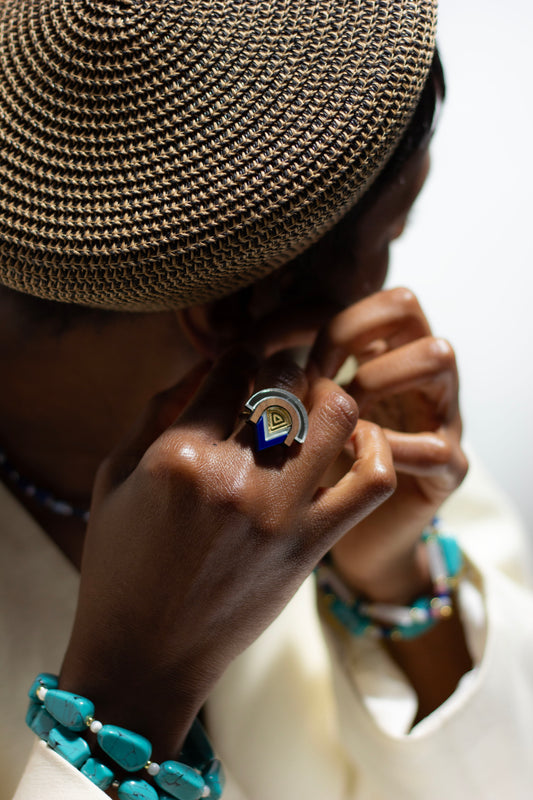 Imara Pyramid Ring - Lapis