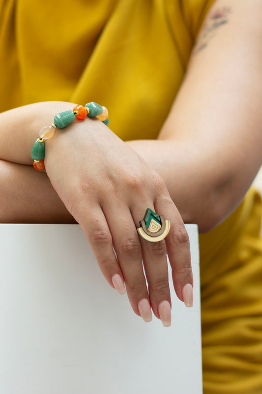 Imara Pyramid Ring - Emerald