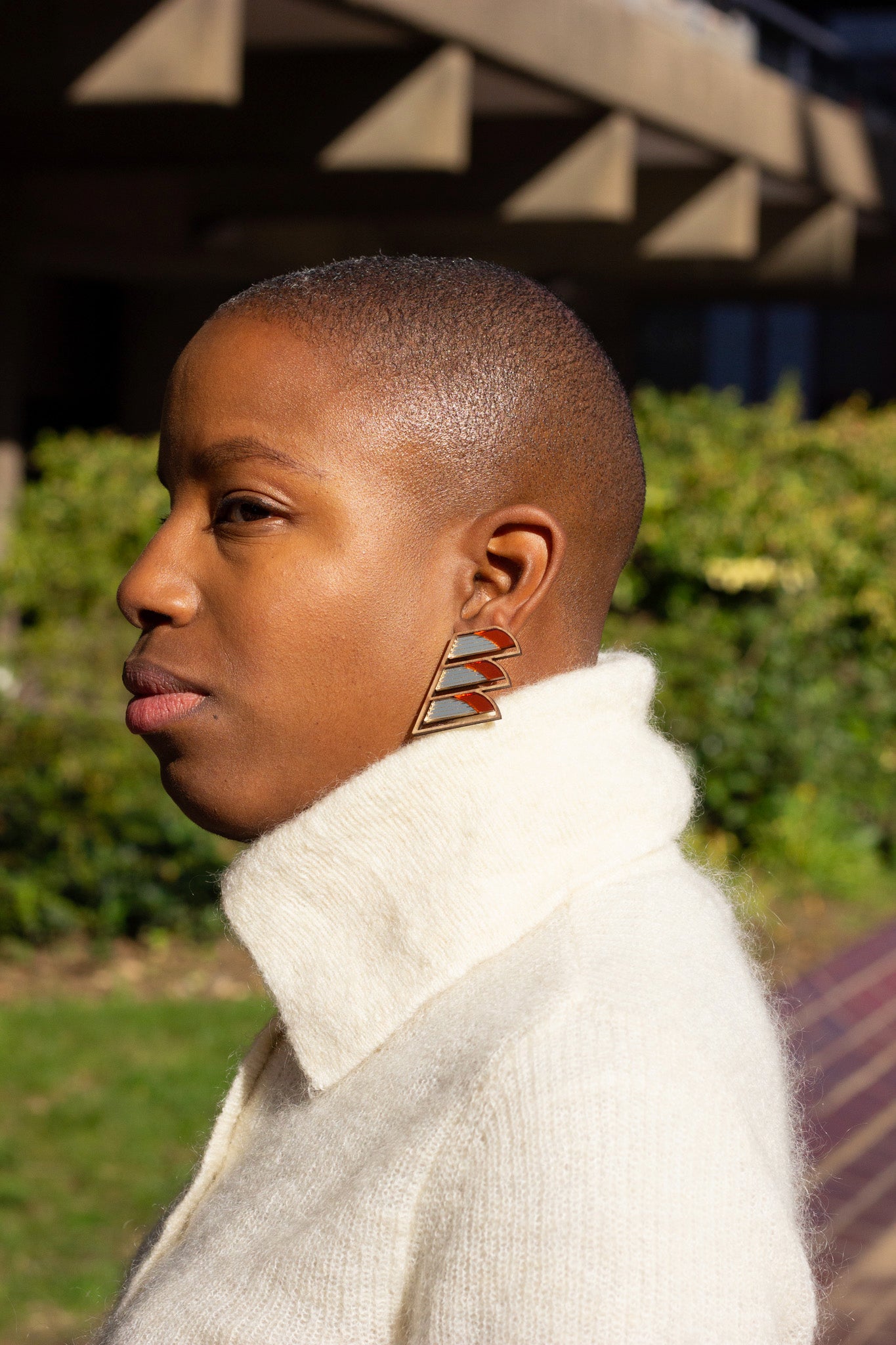 Serrated Balcony Earring - Orange