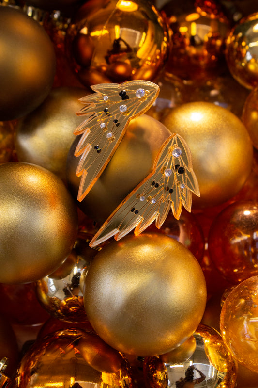 Wing Earrings - Large Gold Gems