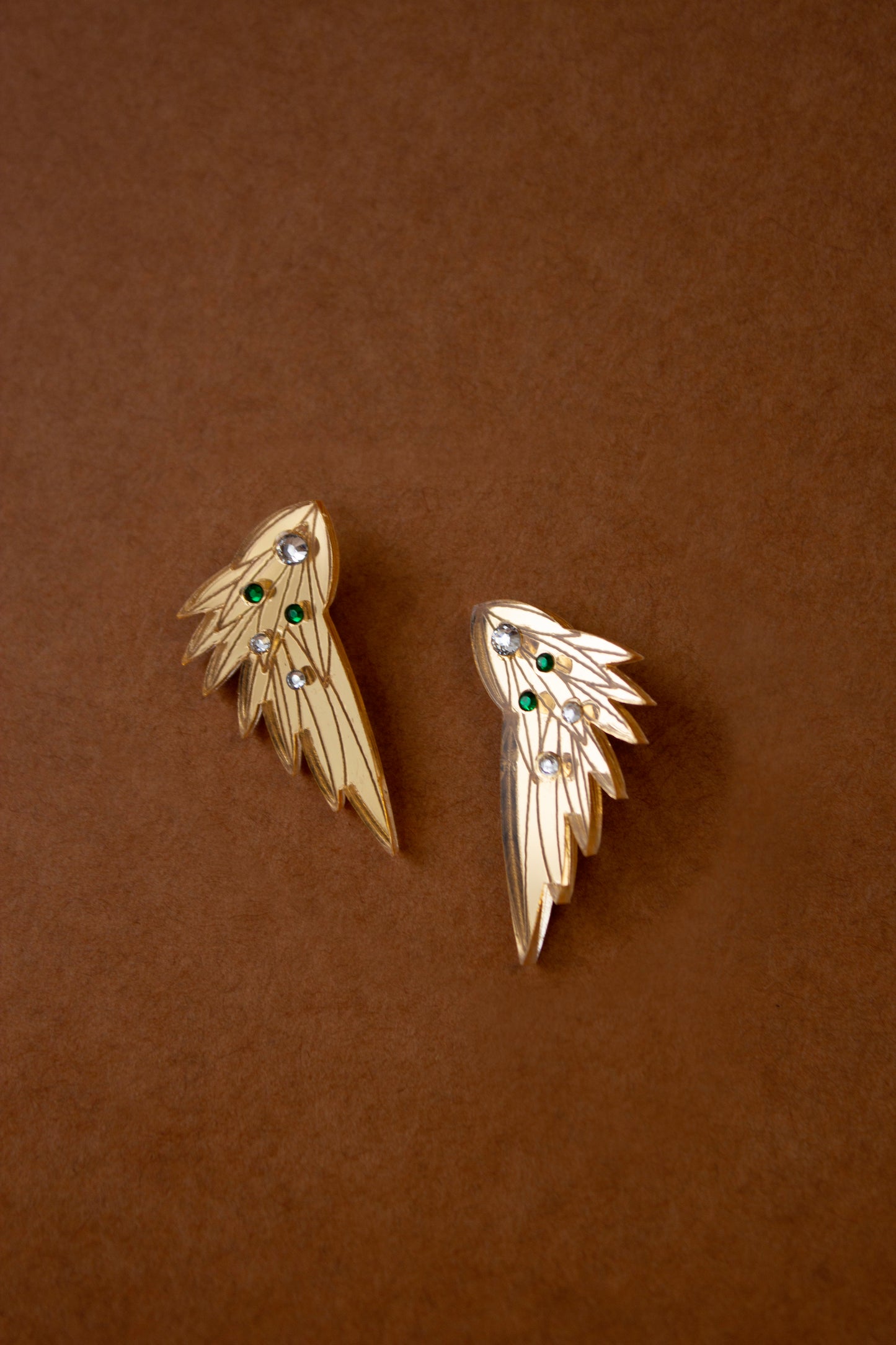 Wing Earrings - Small Gold Gems