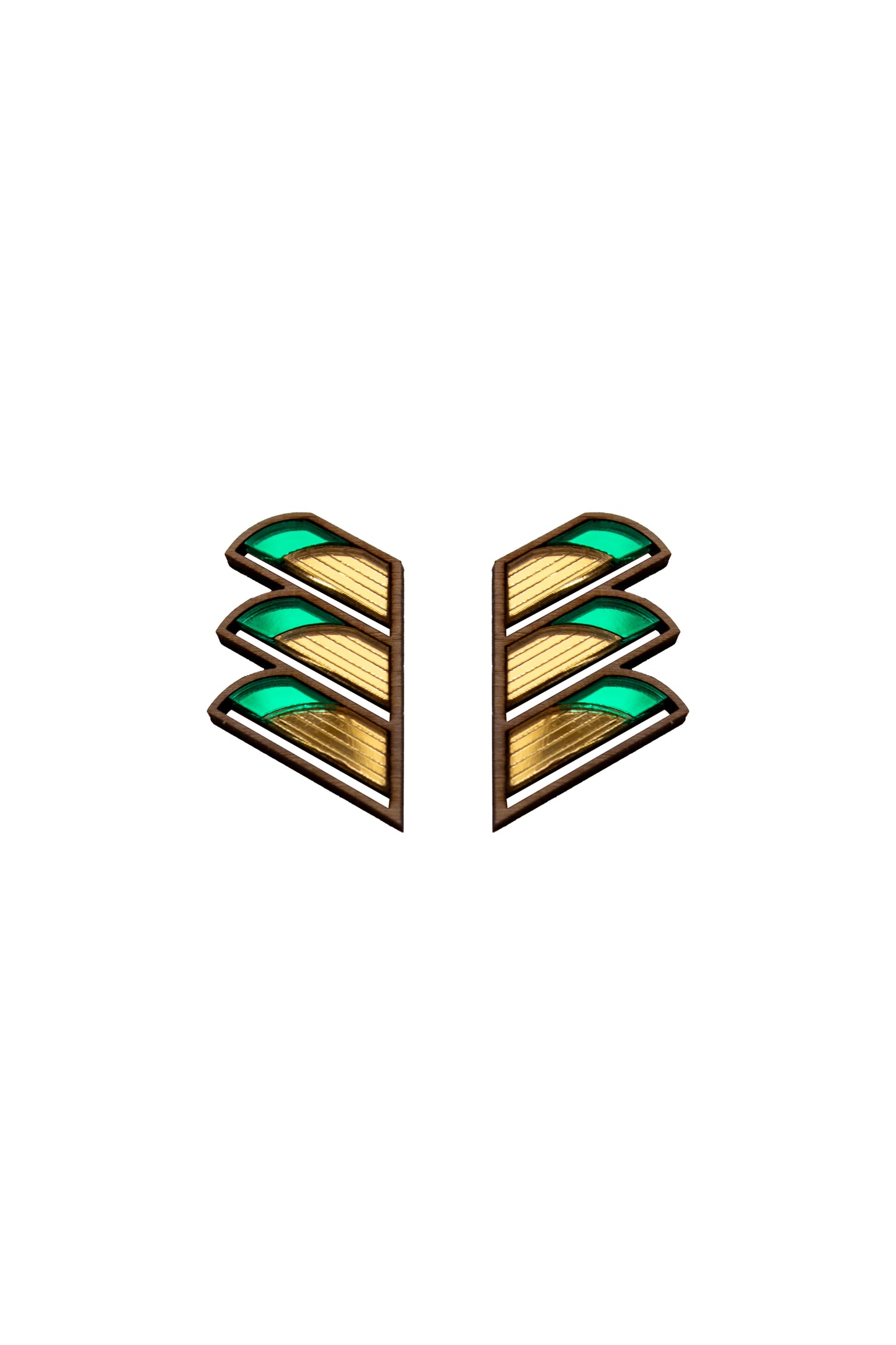Serrated Balcony Earring - Green